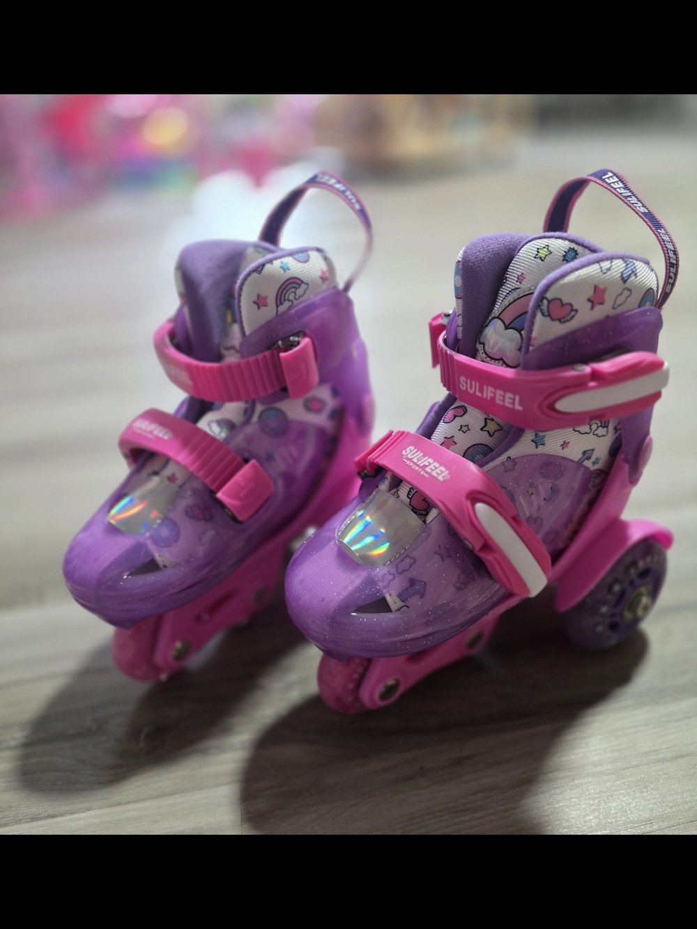 SULIFEEL Kids Purple & Pink Adjustable Roller Skates
